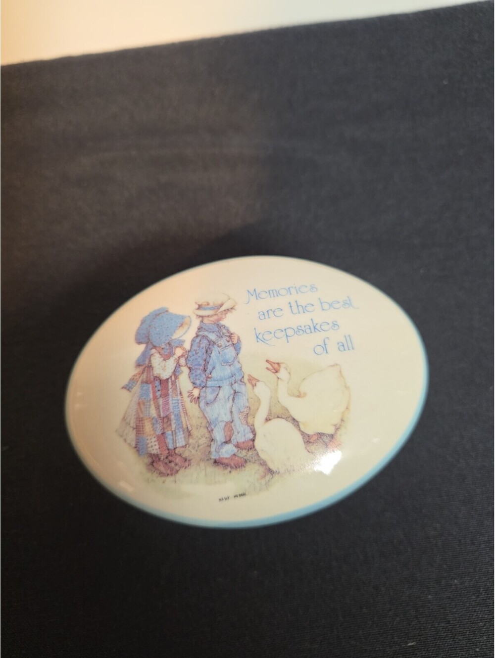 Vintage Holly Hobbie Oval Trinket Box Memories Keepsake Porcelain Lid Geese...
